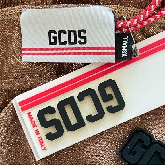 GCDS 70’s Gold Glitter One-Shoulder Bodysuit - Picture 8 of 8